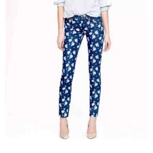 J Crew matchstick crop blue floral jeans